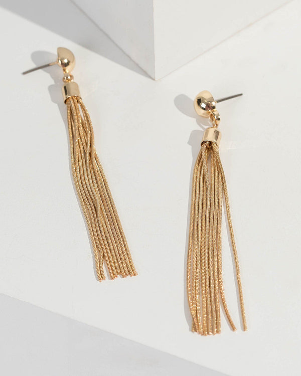 Gold Ball Tassel Drop Earrings | Earrings