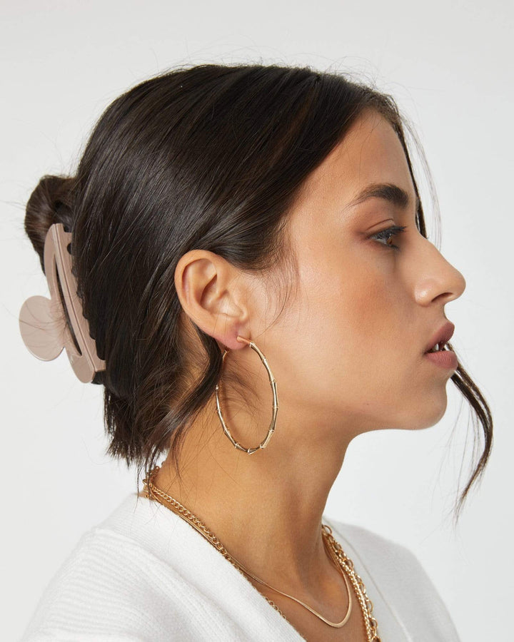 Gold Bamboo Style Hoop Earrings | Earrings