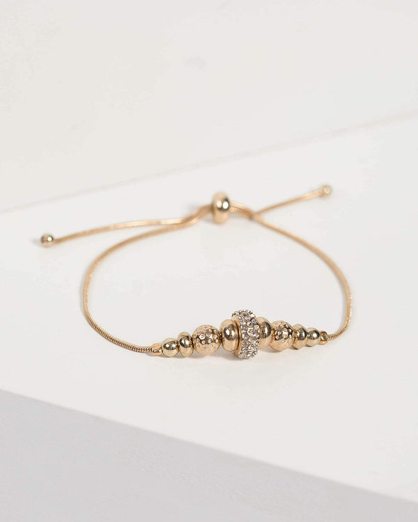 Gold Beaded Adjustable Bracelet | Wristwear