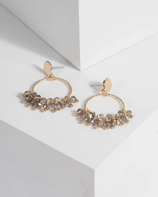 Gold Beaded Circle Drop Earrings | Earrings
