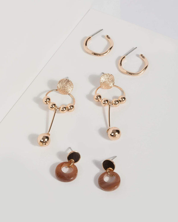 Gold Beaded Drop Earrings | Earrings
