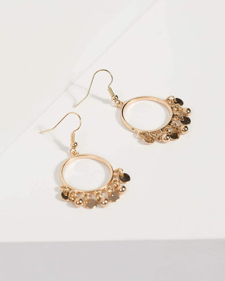 Gold Beaded Hoop Drop Earrings | Earrings