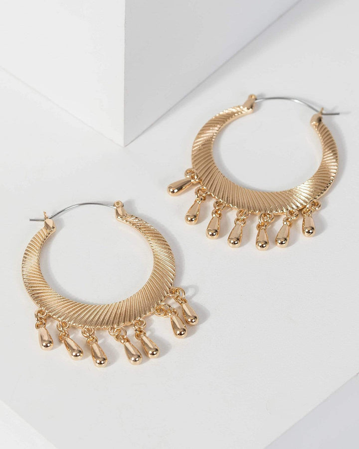 Gold Beaded Hoop Earrings | Earrings