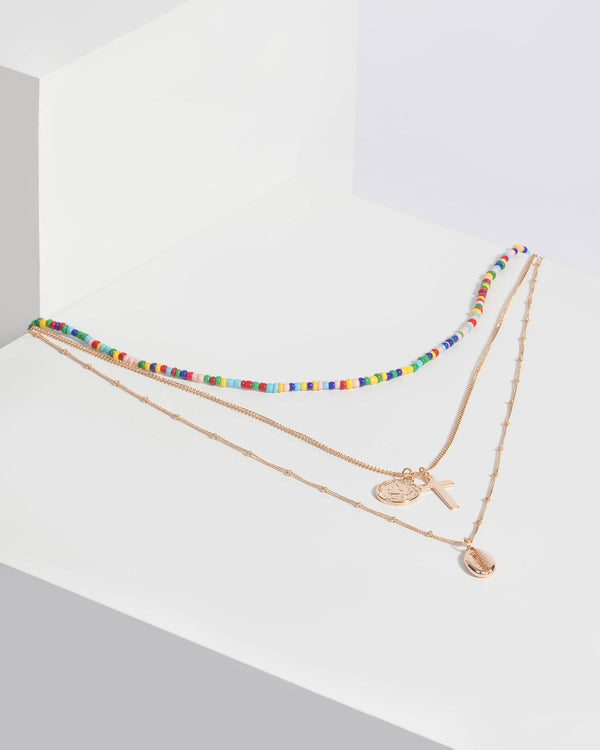 Gold Beaded Multi Layer Necklace | Necklaces