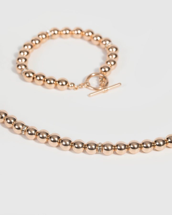 Colette by Colette Hayman Gold Beaded Necklace and Bracelet Set