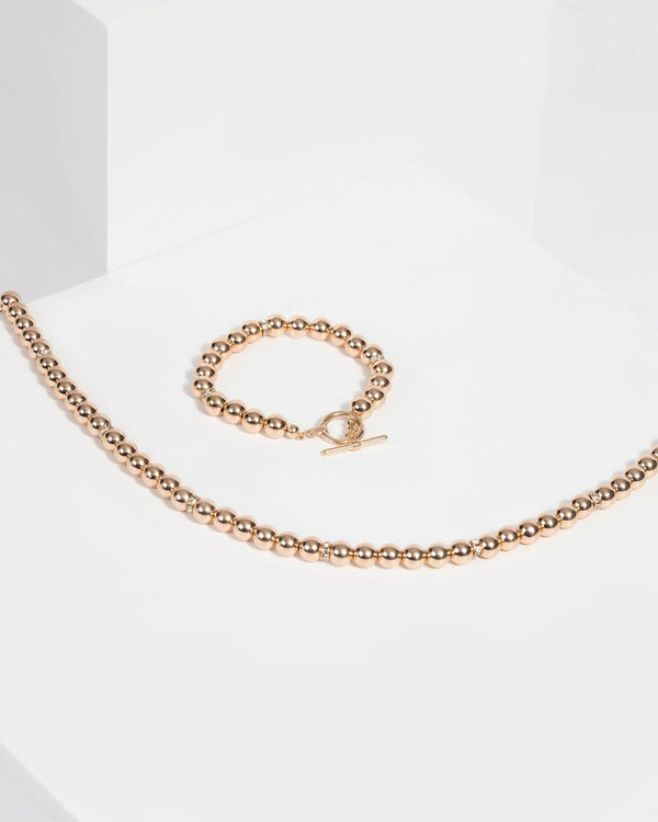 Colette by Colette Hayman Gold Beaded Necklace and Bracelet Set