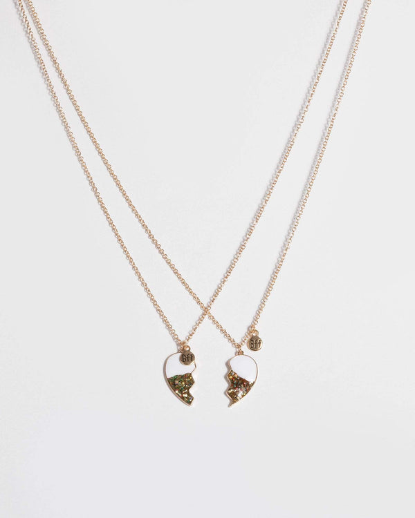 Gold Bff Confetti Heart Necklace | Earrings