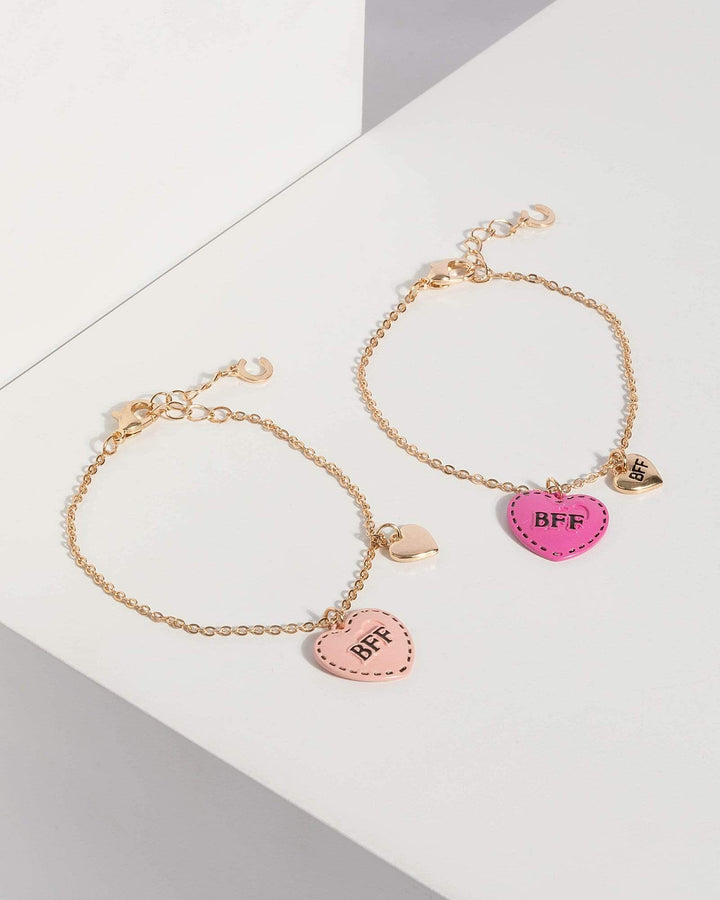 Gold Bff Love Heart Bracelet | Wristwear