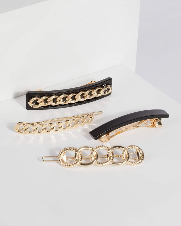 Gold Bold Chain Clip Pack | Hair Accessories