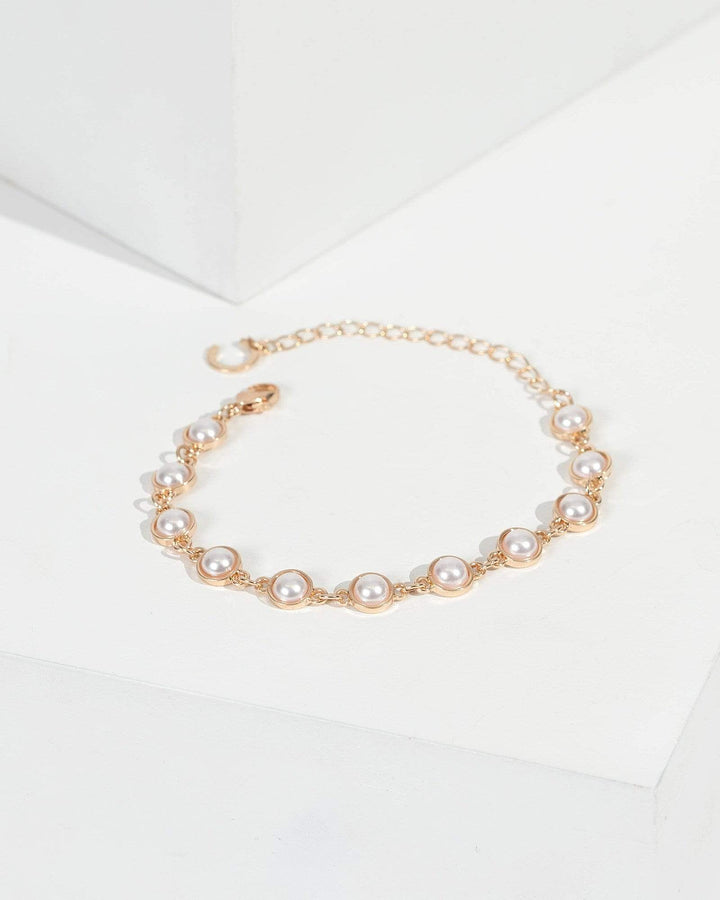 Gold Bordered Pearl Bracelet | Wristwear