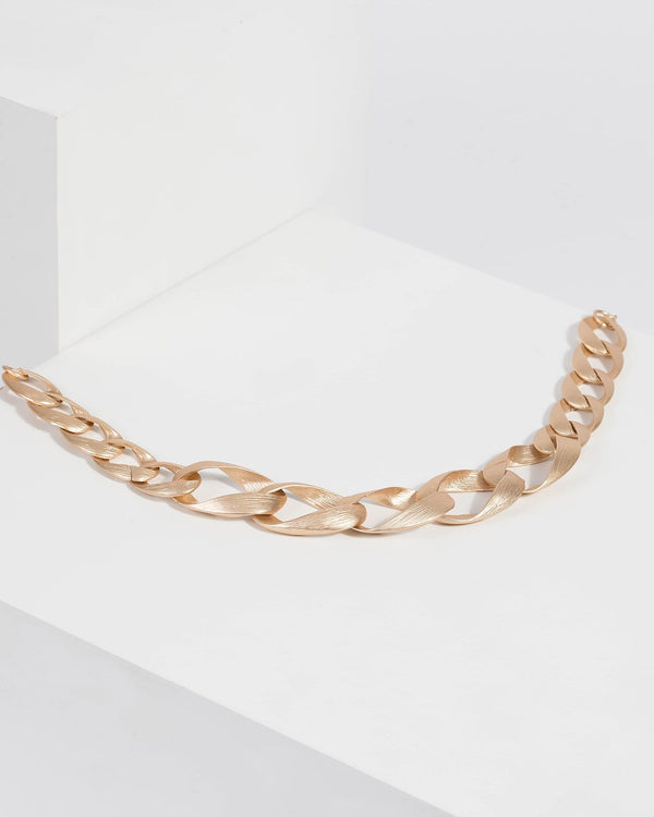 Gold Brushed Chunky Chain Necklace | Necklaces