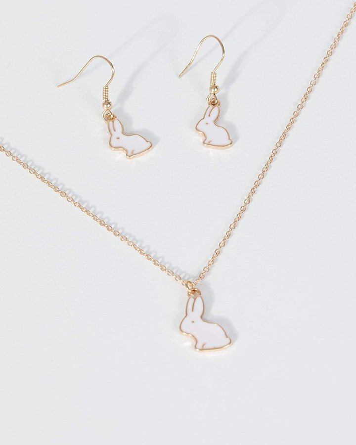Gold Bunny Charm Earring And Necklace | Necklaces