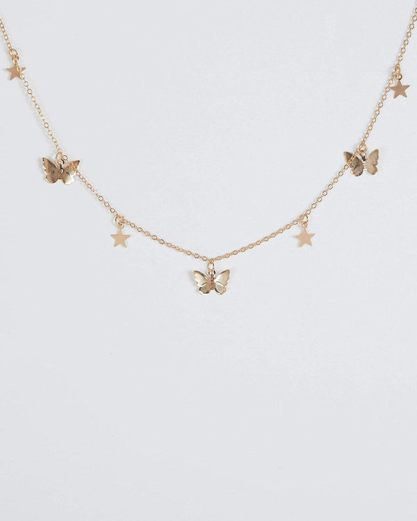 Gold Butterflies And Stars Necklace | Necklaces