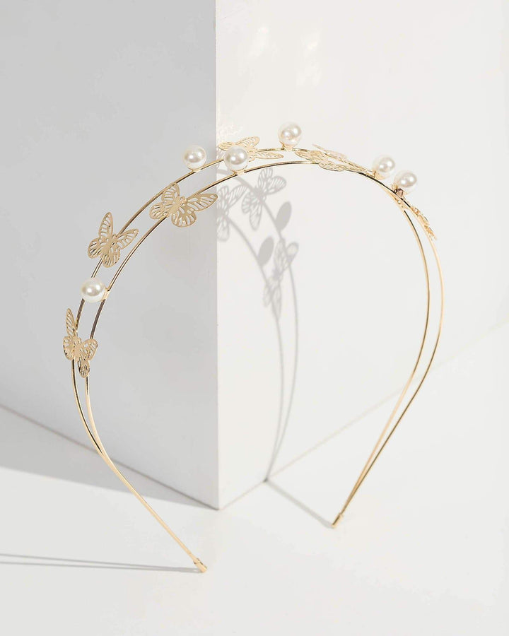 Colette by Colette Hayman Gold Butterfly And Pearl Headband
