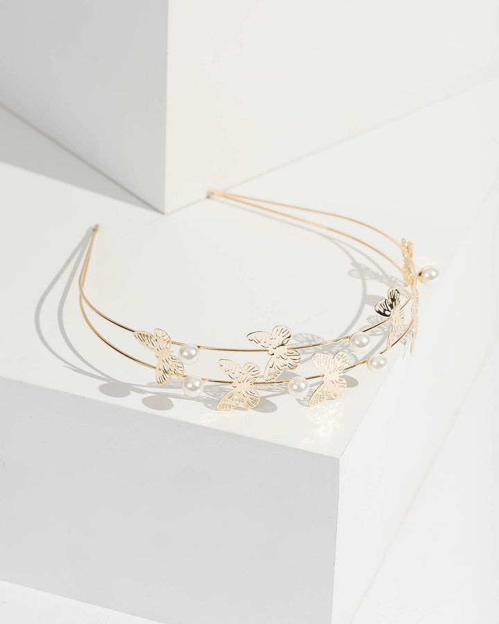 Colette by Colette Hayman Gold Butterfly And Pearl Headband