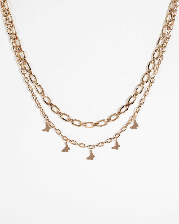 Gold Butterfly Chain 2 Layer Necklace | Necklaces