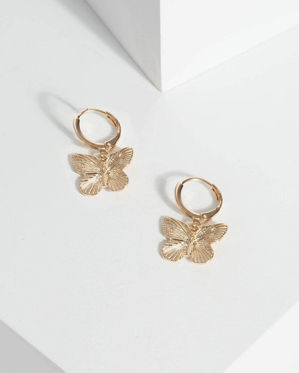 Gold Butterfly Huggie Hoop Earrings | Earrings