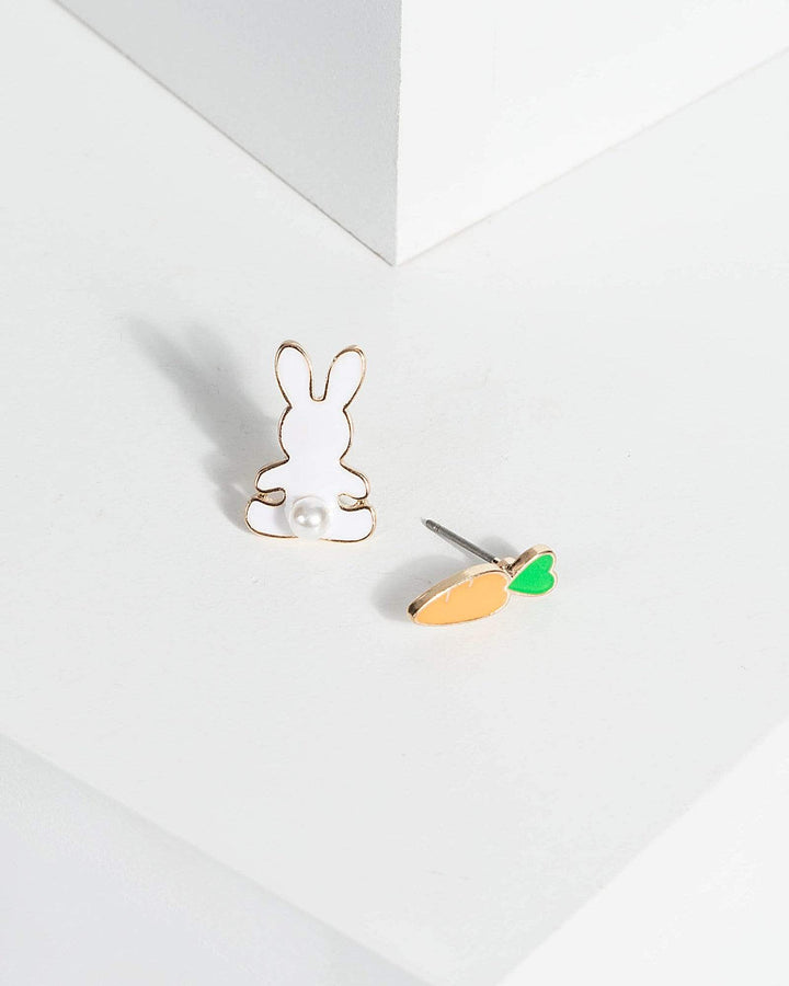 Gold Carrot And Bunny Stud Earrings | Earrings