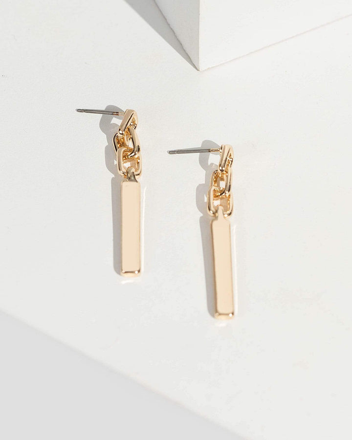 Gold Chain Bar Drop Earrings | Earrings