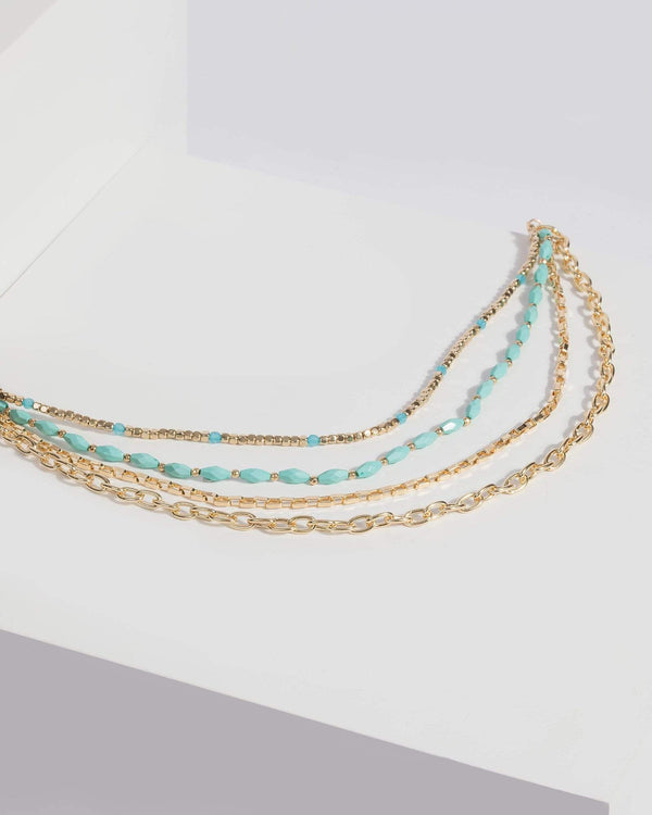 Gold Chain Beaded Necklace | Necklaces