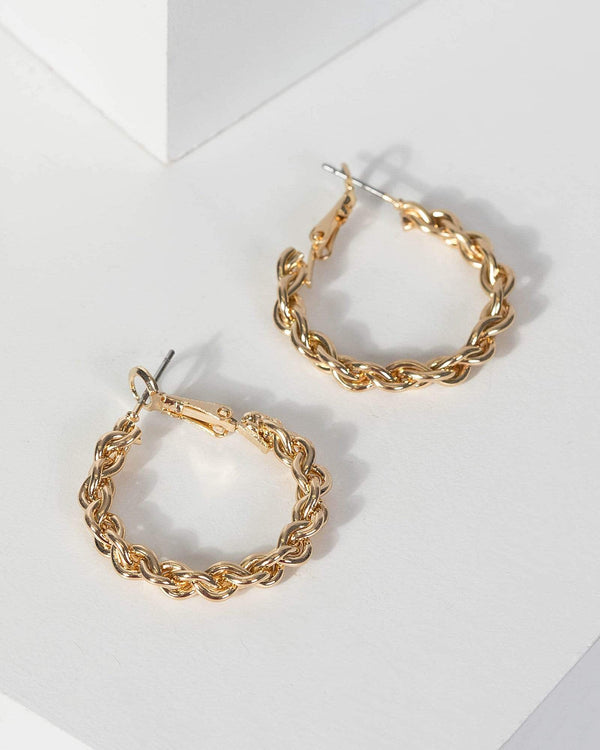Gold Chain Hoops Earrings | Earrings