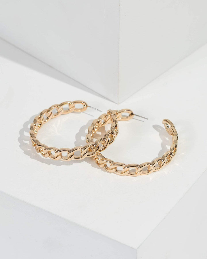 Gold Chain Look Hoops Earrings | Earrings