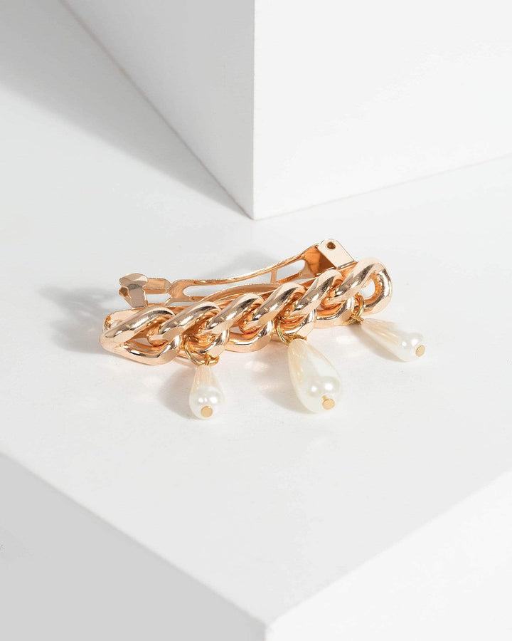 Gold Chain Look Pearl Clip | Accessories