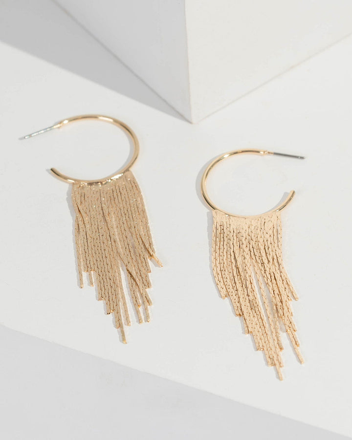 Gold Chain Tassel Drop Earrings | Earrings