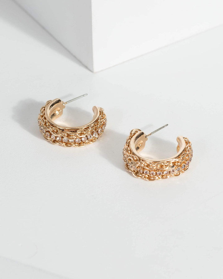 Gold Chain Wrapped Hoop Earrings | Earrings