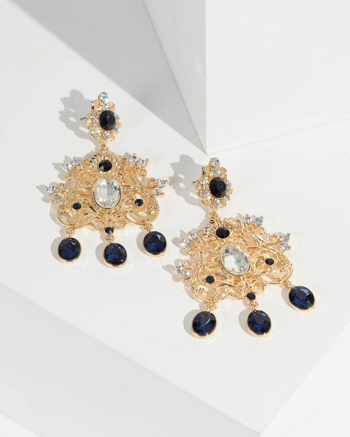 Gold Chandelier Pearl Stud Earrings | Earrings