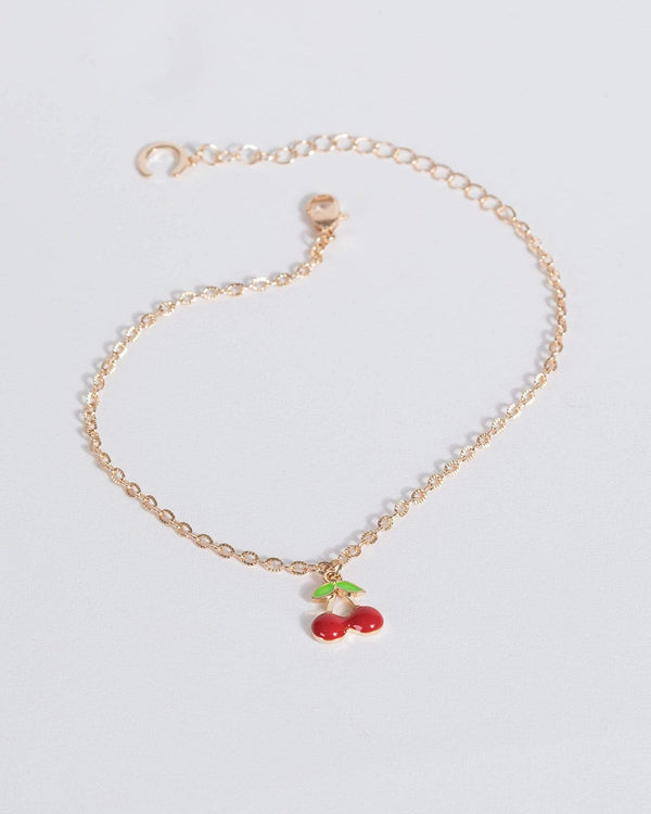 Gold Cherry Chain Anklet | Accessories