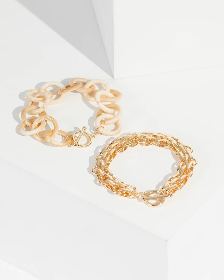 Gold Chunky Chain O&T Multi Pack Bracelets | Wristwear