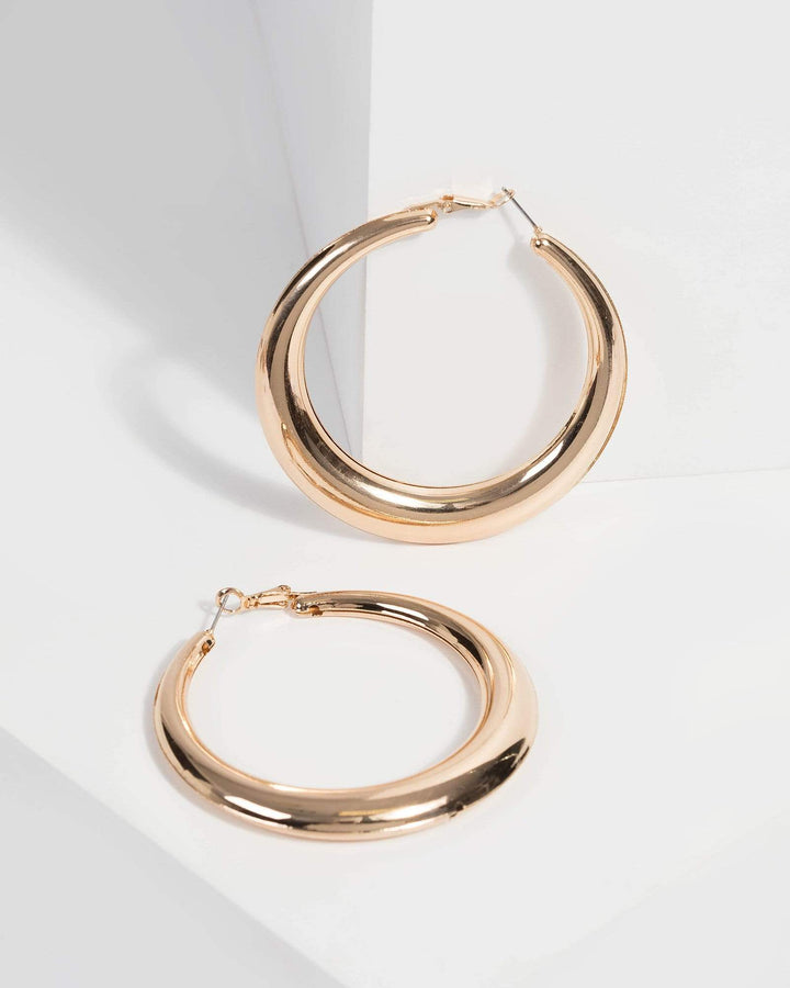 Gold Chunky Large Hoop Earrings | Earrings