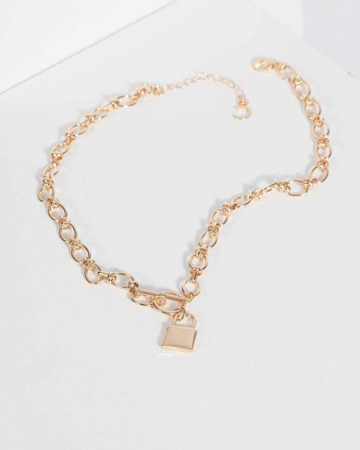 Gold Chunky Lock Toggle Necklace | Necklaces