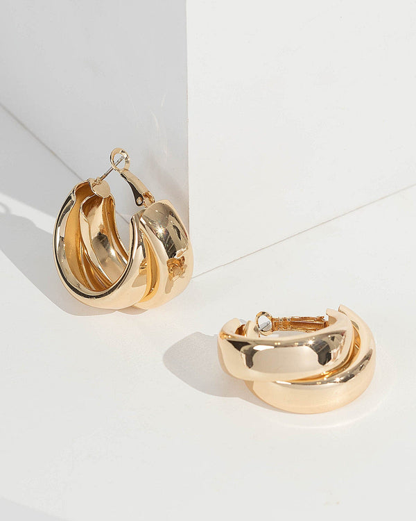 Gold Chunky Twist Hoop Earrings | Earrings