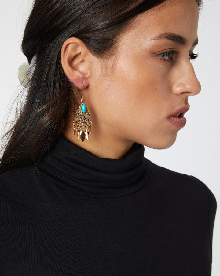 Colette by Colette Hayman Gold Circle And Leaf Statement Drop Earrings