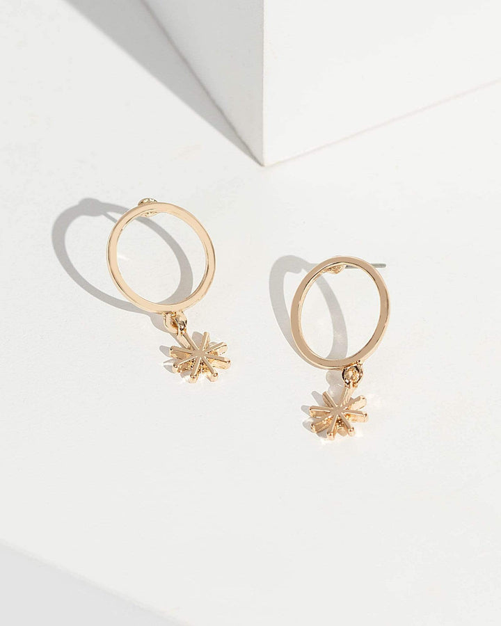Gold Circle Star Stud Earrings | Earrings
