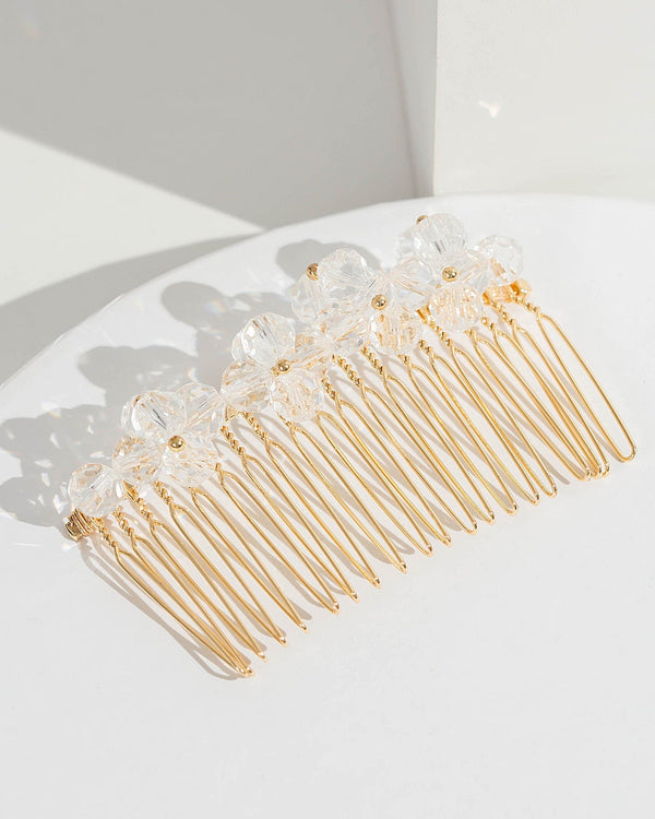Colette by Colette Hayman Gold Clear Beaded Cluster Hair Comb
