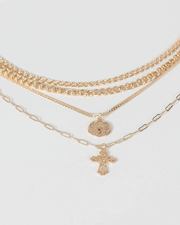 Gold Cross Heavy Layer Necklace | Necklaces