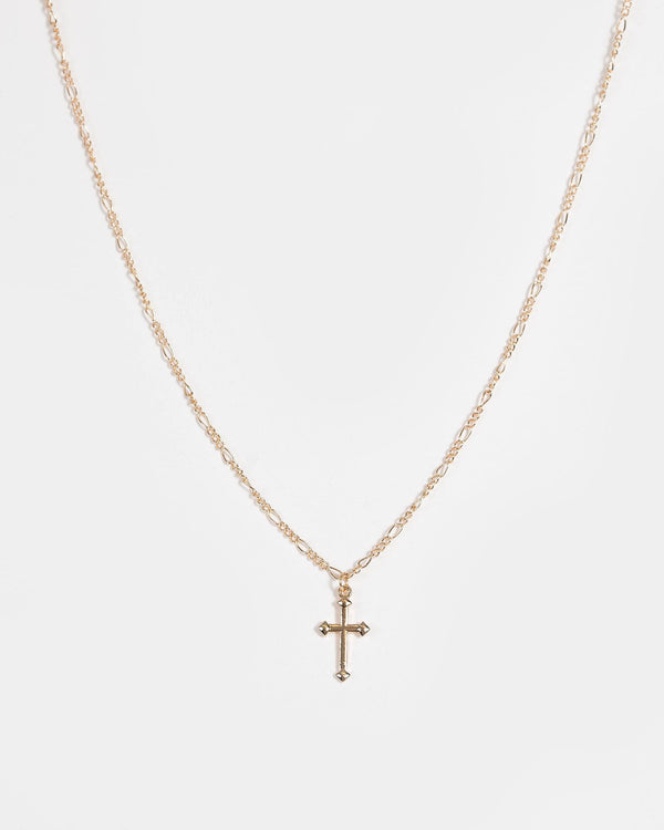 Gold Cross Pendant Chain Necklace | Necklaces