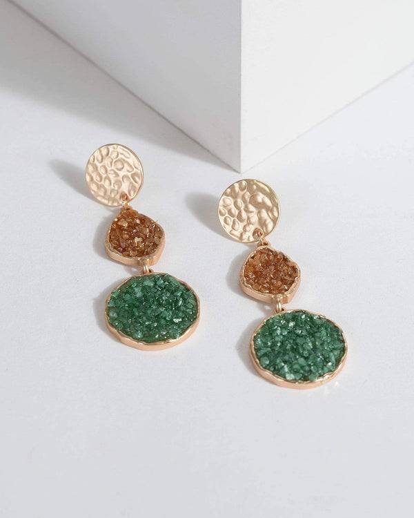 Gold Crushed Crystal Drop Earrings | Earrings