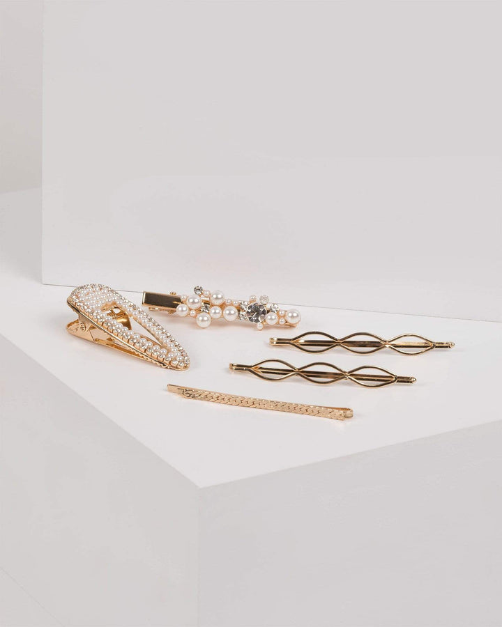 Gold Crystal and Pearl Hair Slide | Hair Accessories