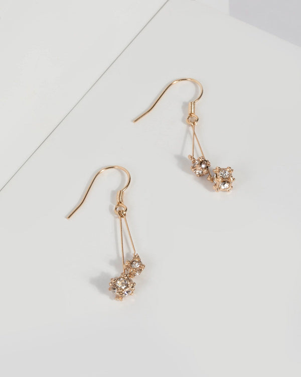 Gold Crystal Ball Drop Earrings | Earrings