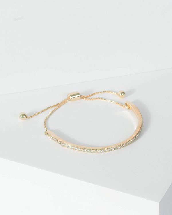Gold Crystal Band Toggle Bracelet | Wristwear