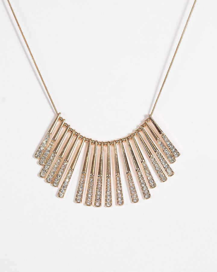 Gold Crystal Bar Necklace | Necklaces
