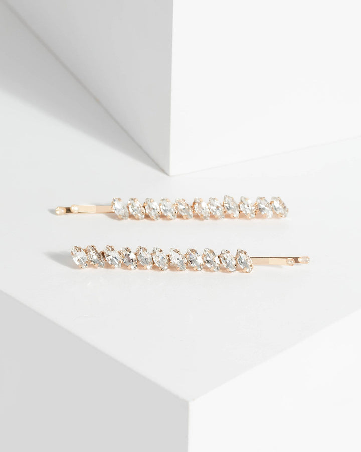 Gold Crystal Bobby Pin Set | Accessories