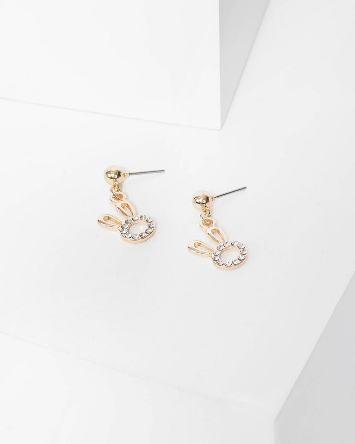 Gold Crystal Bunny Stud Earrings | Earrings