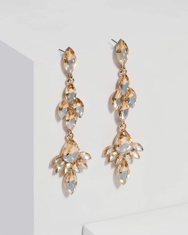 Gold Crystal Cluster Drop Earrings | Earrings