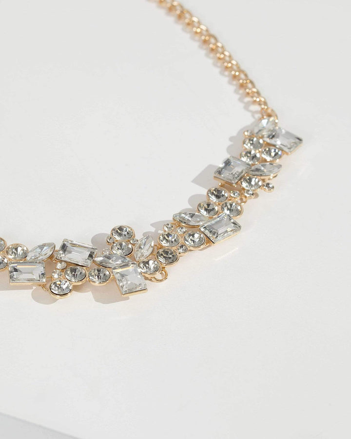 Gold Crystal Cluster Statement Necklace | Necklaces