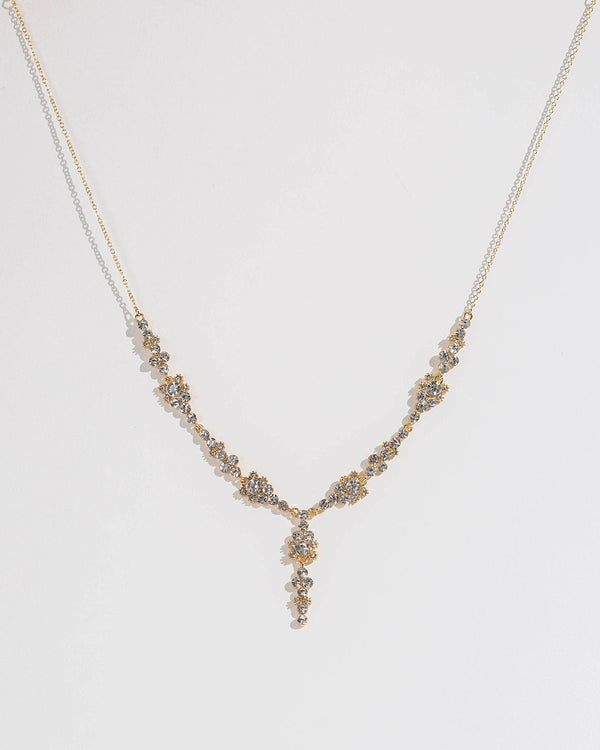 Colette by Colette Hayman Gold Crystal Cluster V Necklace